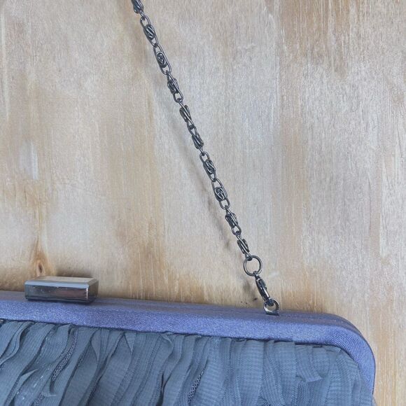 Rare Nite Bags by Carlo Fellini Elegant Grey Ruffled Clutch Evening Cocktail - Picture 3 of 11